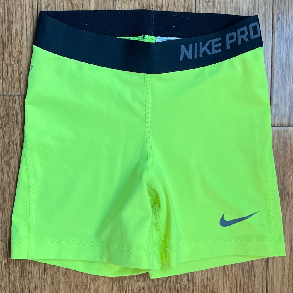 Nike pro- Neon yellow spandex shorts size XS